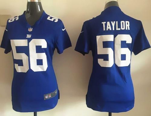 Nike Giants #56 Lawrence Taylor Royal Blue Team Color Women's Stitched NFL Elite Jersey - Click Image to Close